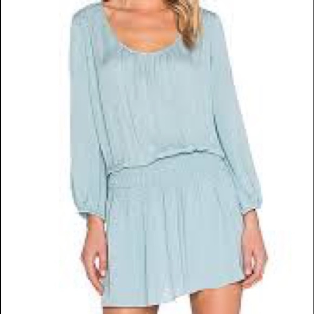 Joie Bain Long Sleeve Smocked Silk Dress